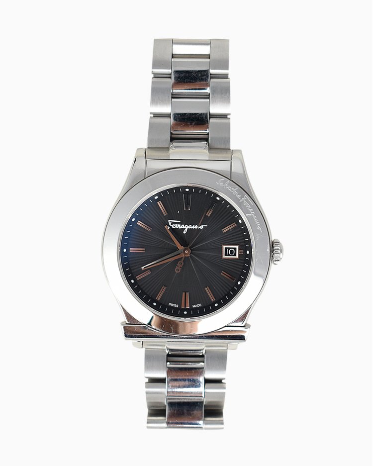 Relógio Salvatore Ferragamo Original Sapphire Chrono F62 Prata